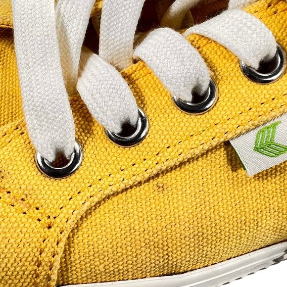Cariuma Yellow Canvas Sneakers Womens Sz 7 Mens 5.5 EU 38 Shoes Rio Brazil Cork - Picture 10 of 13